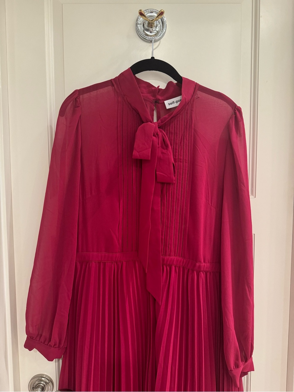 Self-Portrait Fuchsia Chiffon Midi Dress - Picture 5 of 7